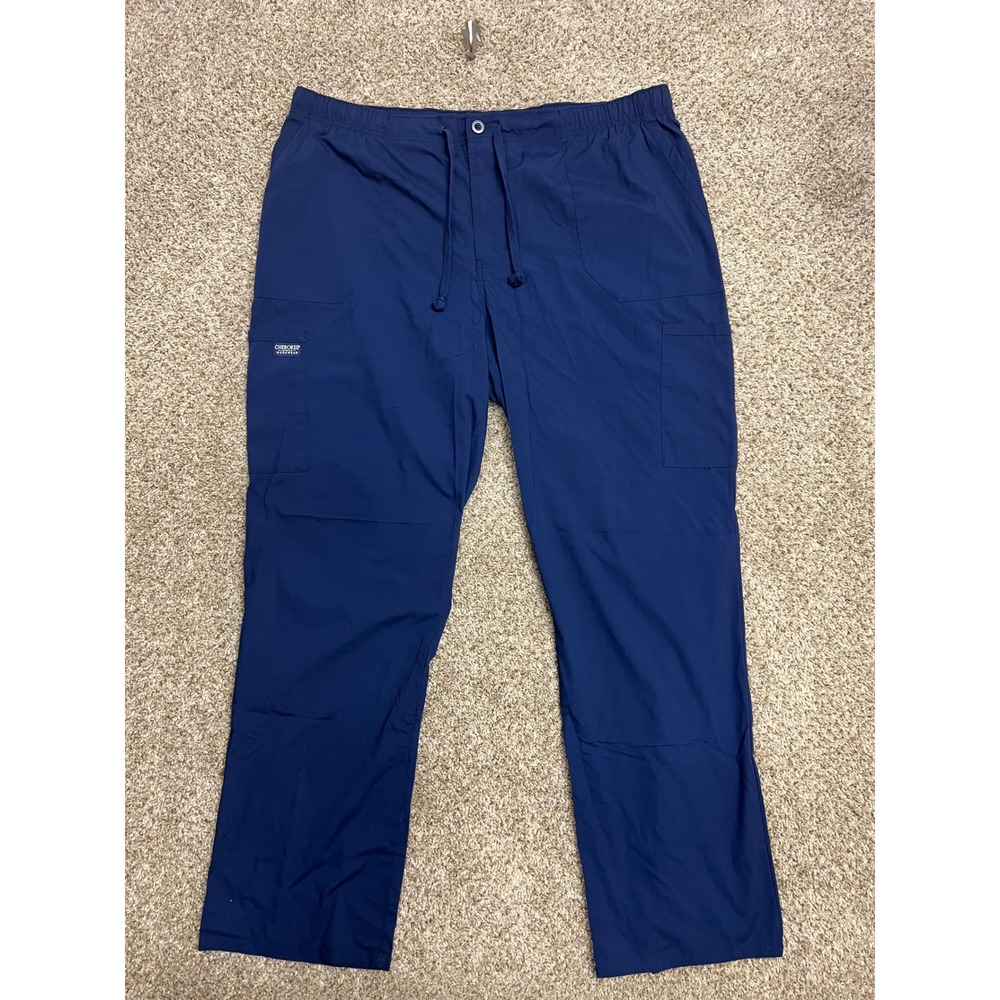 Cherokee Workwear Navy Blue Scrub Pants Mens 2XL Tall WW190T Cargo Drawstring